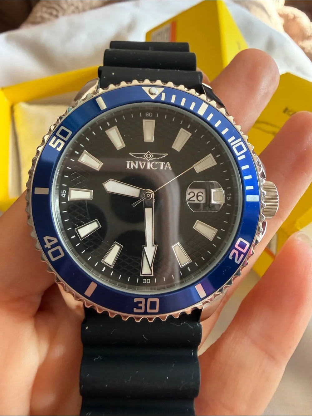 Invicta Pro Diver 46130 Men’s Black Dial Blue Bezel Quartz Watch | New with Tags